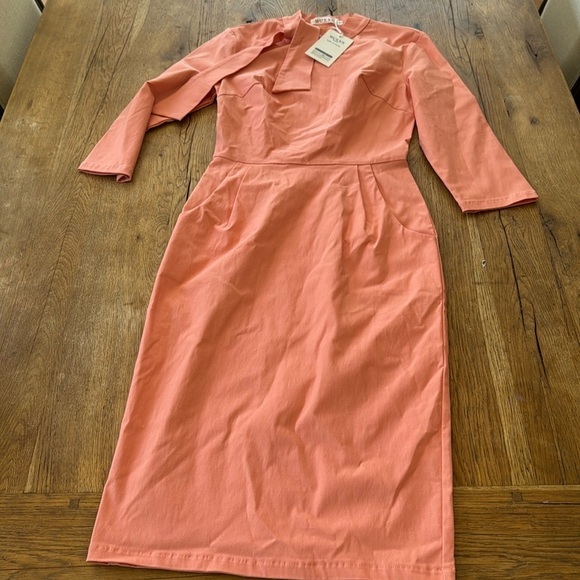 MUXXN PEACH PENCIL DRESS - Picture 1 of 5